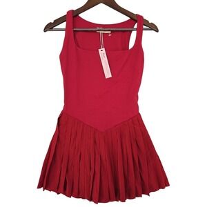 Qinsen Red Sleeveless Athletic Pleated Skort Dress XS NWT Sporty Chic Activewear